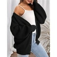 thumbnail image 5 of Women Chunky Knit Cardigan Long Sleeve V Neck Button Up with Pocket Sweater Coat for Fall and Winter Black S, 5 of 9