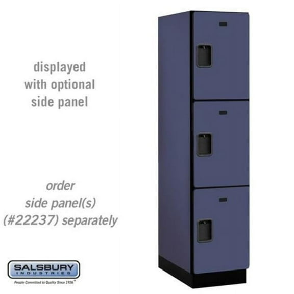 Salsbury Industries  18 in. Wide Triple Tier Designer Wood Locker, Blue - 1 x 6 ft.x 24 in.