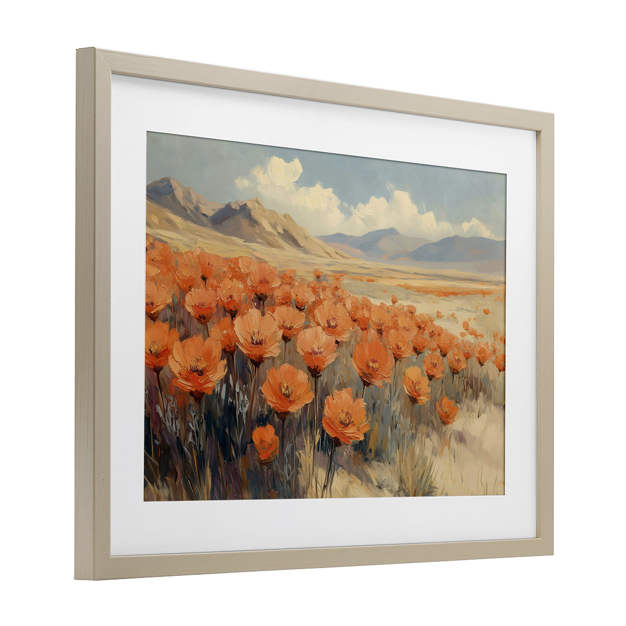 Stupell Industries Desert Poppies in Valley Birch Framed Print Under Glass, design by Gina Kelly