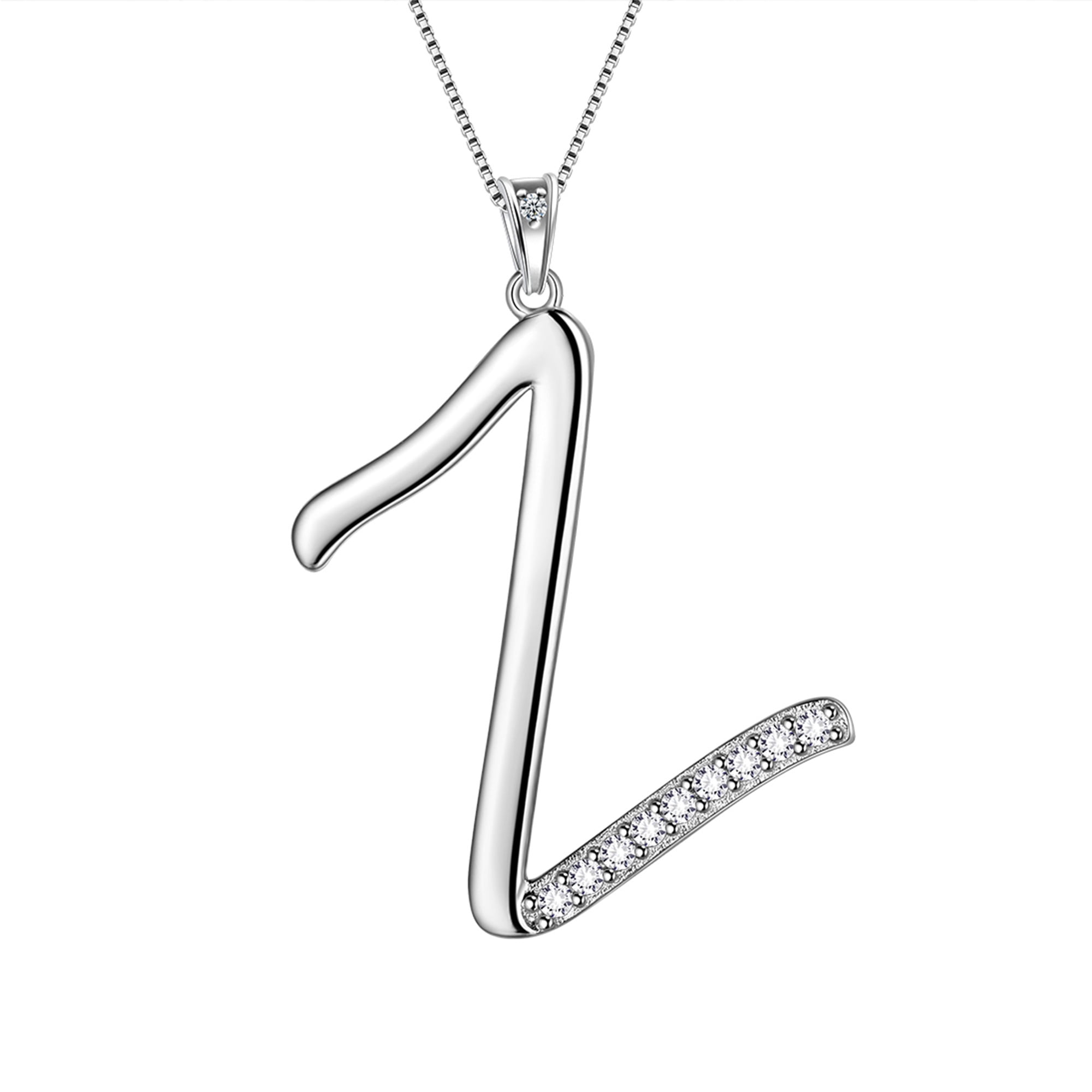 Beautlace Initial Letter Z Necklace - 925 Sterling Silver Personalized Alphabet Name Pendant Crystal CZ Jewelry Mothers Day Valentines Christmas Birthday Gift for Her Mom Wife Girlfriend