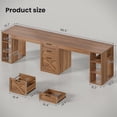 thumbnail image 3 of SEDETA 96.5 Inch 2 Person Desk with Storage, Farmhouse Double Desk with Drawers and Open Shelves, Home Office Desk with Printer Stand and File Drawer, Rustic Brown, 3 of 9