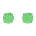 thumbnail image 3 of 14K Solid Gold Push Back Stud Earrings for Women | 1.5 cttw Round Cut Simulated Green Diamond | White Gold, 3 of 5