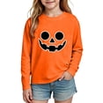 thumbnail image 5 of Ugoldhm Girls Halloween Glow In The Dark Print Crew Neck Long Sleeve Shirts Soft Casual Fall Top, 5 of 7