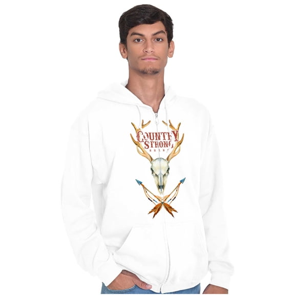 Country Strong Deer Antlers Arrows Unisex Fleece Graphic Zip Up Hoodie Brisco Brands 2X