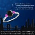 thumbnail image 2 of Gem Stone King 10K White Gold Black Sapphire and Pink Sapphire 3-Stone Ring for Women | 1.93 Cttw | Oval 8X6MM | Gemstone September Birthstone | Size 5, 2 of 6