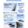 thumbnail image 2 of MINISFORUM UM880 Plus Mini PC AMD Ryzen 7 8845HS Desktop Computer 32GB RAM 1TB SSD, HDMI/DP/USB4 8K@60Hz Output, 2.5G RJ45 Port, Oculink Port, 4xUSB Port Micro Compute, 2 of 7