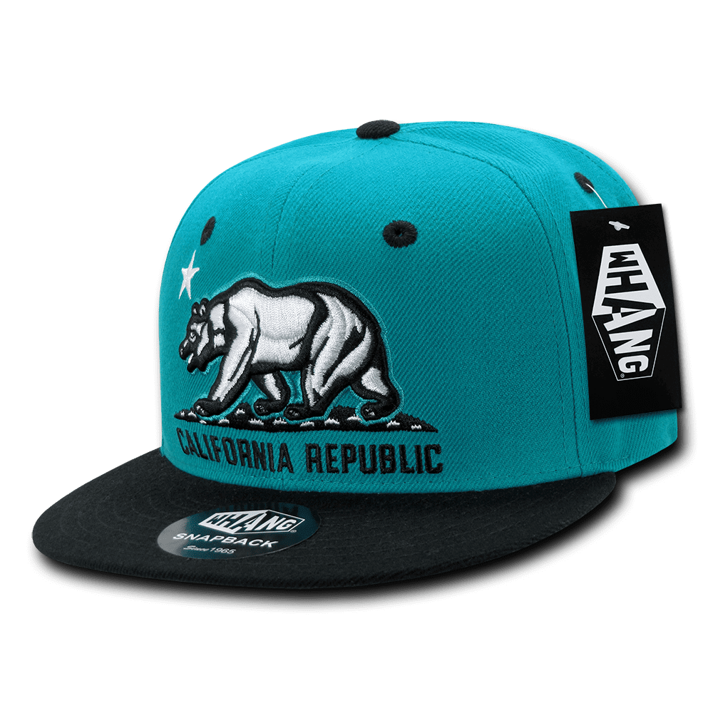 California Republic Snapback Snap Back Baseball Cap Caps Hat Hats Black Rainbow 