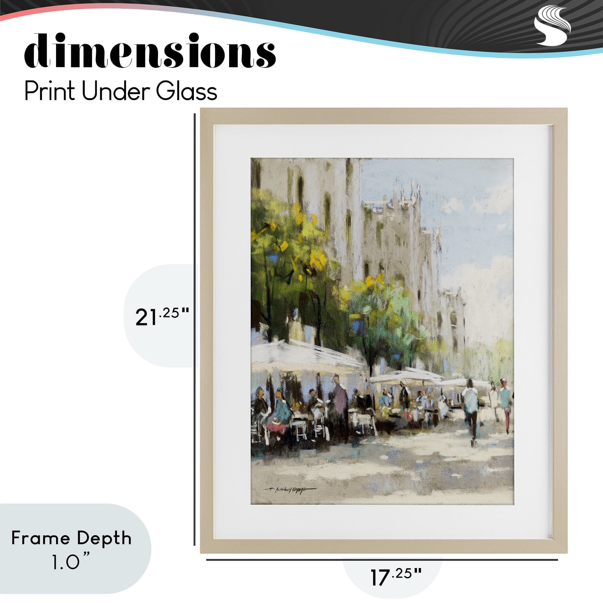 Stupell Industries Street Cafe on Boulevard Birch Framed Print Under Glass, design by Anthony Orme