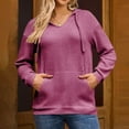 thumbnail image 6 of cfhntfmh Women Fall Knit Hoodies Sweater Ribbed V Neck Tops Fashion Pullover Casual Long Sleeve Pullover Sweatshirts with Pockets（Hot Pink,X-Large), 6 of 7