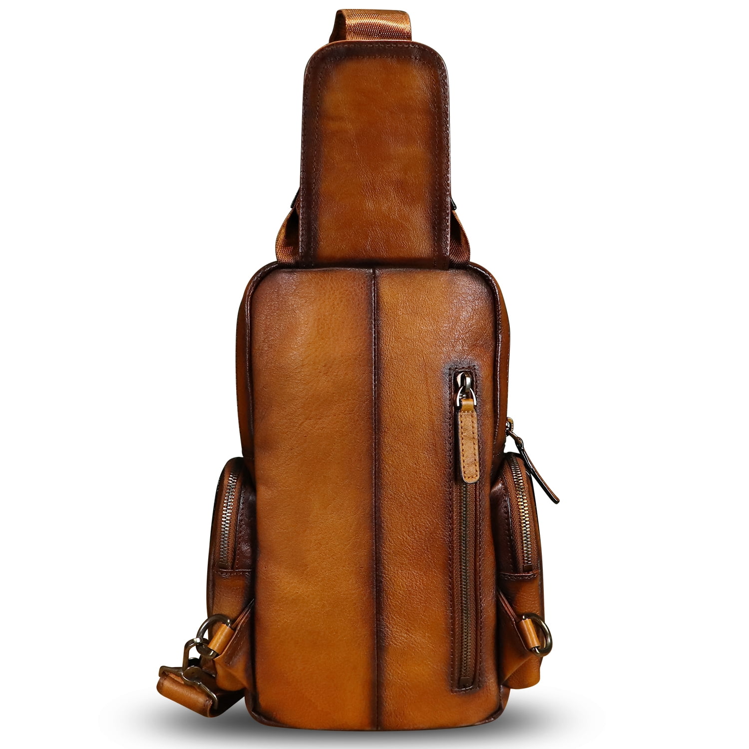 Genuine Leather Sling Bag for Men Women Retro Sling Backpack Purse Crossbody Bag