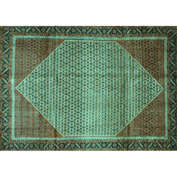 Ahgly Company Indoor Rectangle Persian Turquoise Blue Traditional Area Rugs, 3' x 5'