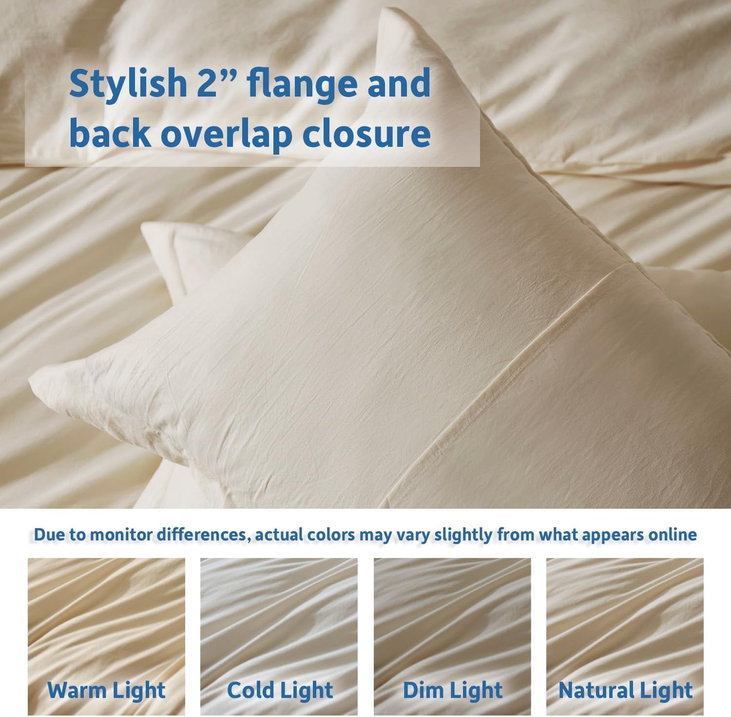 Virtu 3-Piece Duvet Cover Set, Soft Prewashed Bedding Set California King with Pillow Shams, Beige Cream