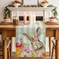 thumbnail image 2 of Table Runner 36 Inches Long for Kitchen Dining, Easter Bunny Dresser Scarf Farmhouse, Dining Table Decorations for Wedding/Parties, Spring Watercolor Flower Green Plaid 13 x 36 In, 2 of 8