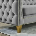 thumbnail image 3 of 80.5 Inch 3-Seater Sofa, 2 PCS Velvet Sofa Couch with Nailhead Trim, Tufted Buttons & Metal Legs, Modern Upholstered Sofa Couch Button Tufted Square Arm Couch for Living Room, Gray, 3 of 9