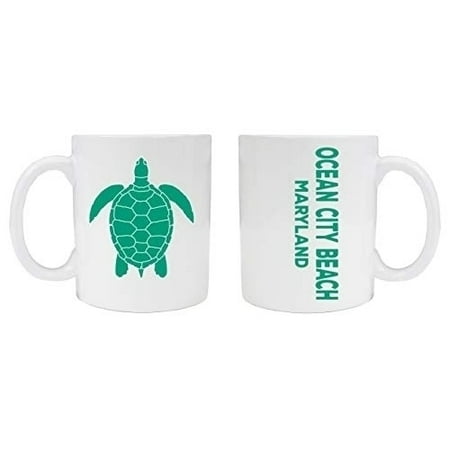 

Ocean City Beach Maryland Souvenir White Ceramic Coffee Mug 2 Pack Turtle Design