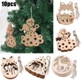 thumbnail image 3 of 10Pcs Plain Wooden Shapes Craft Ornament Christmas Tree Hanging Decorations, 3 of 4