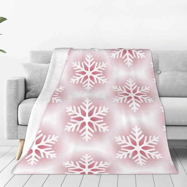 Fotbe Christmas Snowflakes Manta de Franela Acolchonada con Estampado, Súper Suave y Esponjosa, Extra Grande para Sofá, Cama, Uso Todo el Año-60"x50"