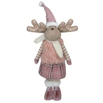 Northlight Standing Girl Moose Christmas Figurine - 26" - Pink and Beige