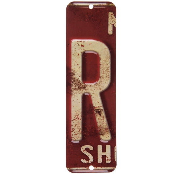 License Plate Letter R Metal Sign Home Decoration Wall Decor