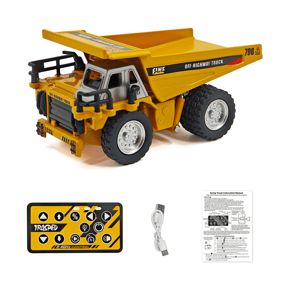RC Dump Truck Toys 1:64 Mini Alloy Remote Control Car with Adjustment Lights & Sound, APP Control Construction Truck for Kids Adults Gifts