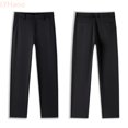 thumbnail image 2 of LYHaoo Boys Formal Dress Pants Classic Straight Fit School Pants Flat Front Twill Pant for Kids Back to School Outfits(Black), 2 of 6