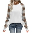 thumbnail image 2 of Craaazy Women's Casual Color Block Crew Neck Long Sleeve Fall Shirts Gifts, 2 of 7