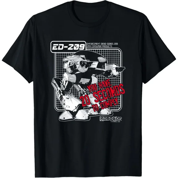Robocop ED-209 Retro Cartoon Mens Black Short Sleeve T-Shirt up to size 5XL