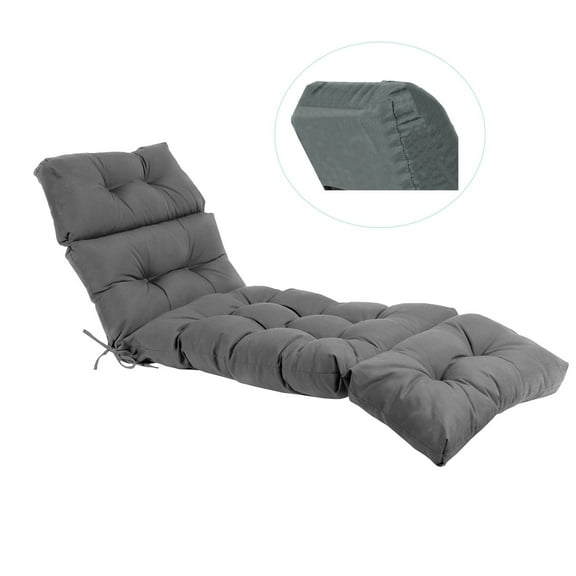 Outdoor Chaise Lounge Cushion Sunproof Waterproof Inlife Garden and Patio Rocking Chair Cushion, Deep Gray
