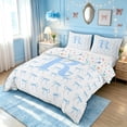 thumbnail image 2 of meiyoeat Cartoon Bow Letter R Bedding for Kids Girls, Kawaii Cartoon Duvet Cover Full, Blue, Colorful Star Reversible, 3 Pieces, 1 Duvet Cover and 2 Pillowcases, 2 of 6