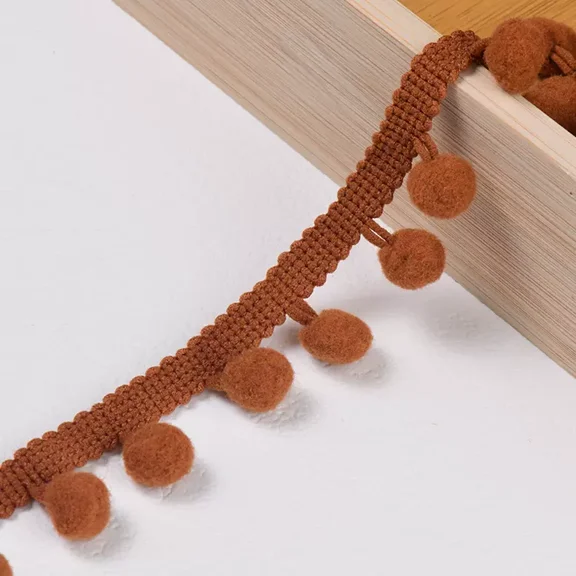 Namzi 20 Yards Pom Fringe Trim,Mini Ball Tassel,0.98inch Wide Soft Pompom Fringed Ribbon,E33