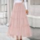 thumbnail image 5 of TaTaai High Waist Mesh Overlay Skirt Women's Solid Color Flowy Maxi Skirt Sheer Casual Long Skirt Tiered Ruffle Hem Summer Gift, 5 of 5