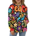 thumbnail image 4 of Peace Floral Hippie Pattern 3d Sweatshirts Hoodie Fashion Casual Personality Men's Women Street Hoodie Pullovers Long Sleeve Comfortable Top, 4 of 6