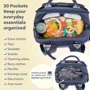 Ruvalino Baby Diaper Bag Backpack, Multifunction Waterproof Travel Bag with Insulated Bottle Holders, Durable Fabric and Changing Pad, Navy Blue
