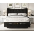 thumbnail image 1 of HMD Bennett Full Tufted Upholstered Storage Panel Bed, Black, 1 of 3