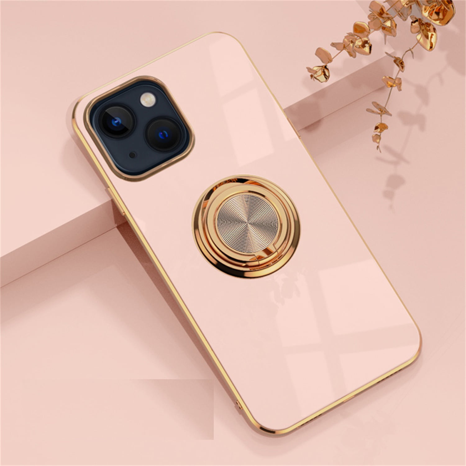 iPhone 14 Case 2022, Allytech Ring Holder Stand Case Plating Edge 360