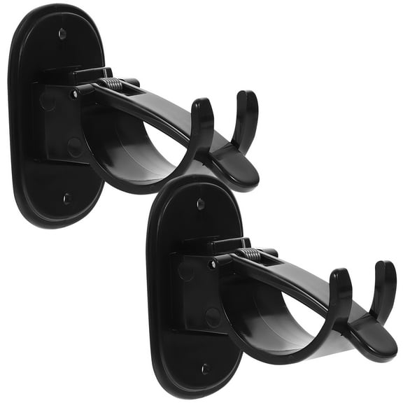 Pretyzoom 2Pcs Black Curtain Rod Bracket Holders No Drilling Required for Bathroom Bedroom