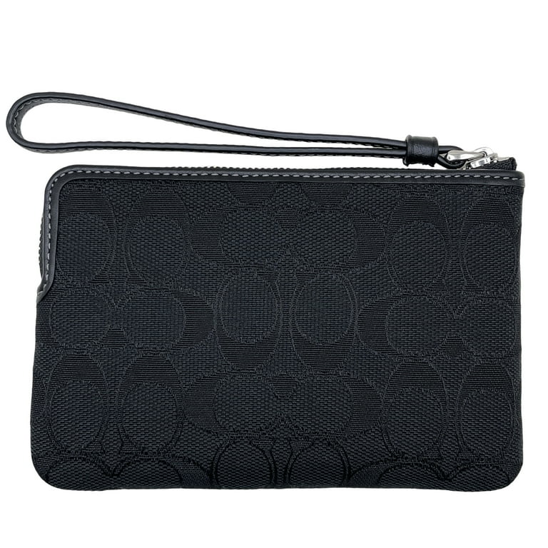 Coach Women's Small Corner Zip Wristlet in Signature Jacquard