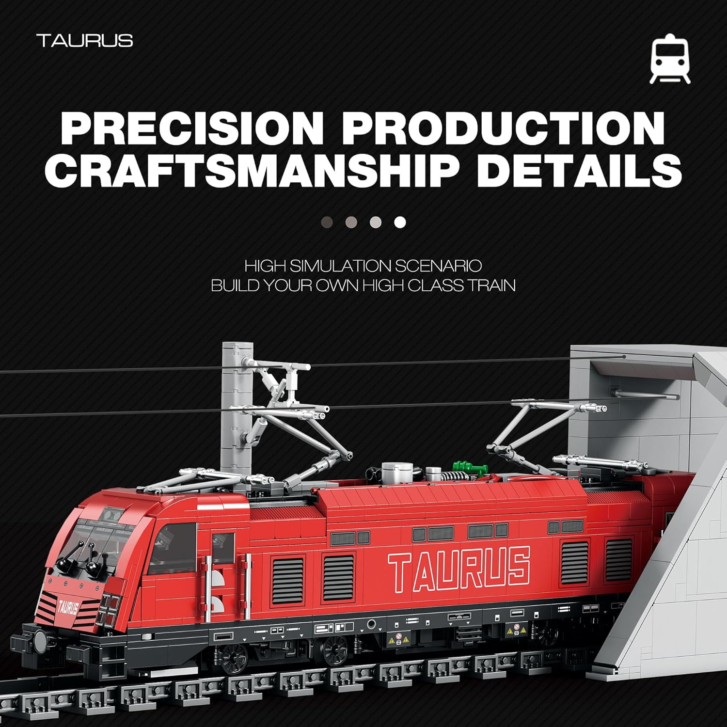 Reobrix 66020 Taurus Locomotive Building Blocks Set, Train Model Building Kit with Train Tracks, Train Toy for Teens 14+ and Adults, 1939 Pieces
