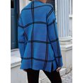 thumbnail image 6 of Checkered Knit Sweater for Women Fall Winter Casual Mock Neck Pullover Striped Sweaters Color Block Tops Royal Blue L, 6 of 9