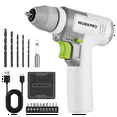 thumbnail image 5 of WORKPRO Cordless 8V Drill Driver Set, 2Ah Electric Power Drill with 3/8'' Keyless Chuck, 15pcs Bits & 1 Type-C Charging Cord for Drilling and Screwing,White, 5 of 10