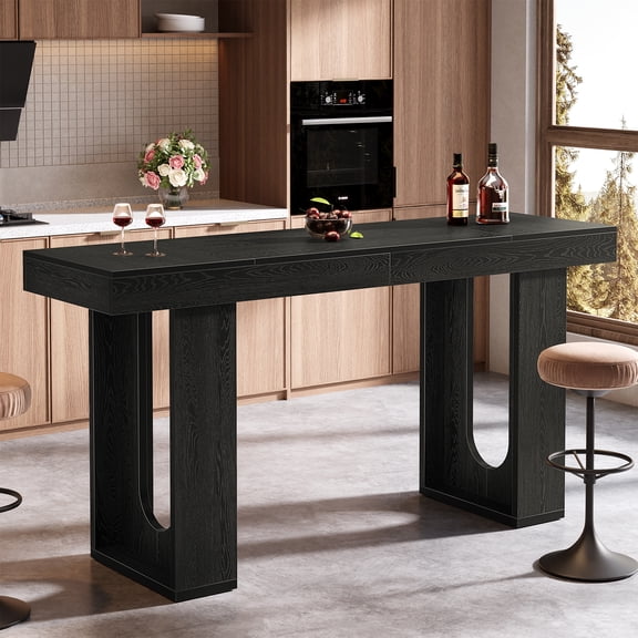 Finmind 70.9 inch Long Bar Table, Modern Counter Height Pub Table, Rectangular Home Bar Unite for Dining Room, Kitchen, Black