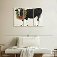 thumbnail image 2 of Elephant Stock Christmas On The Farm Iii - Cow With Wreath Wall Art - Horizontal Multi Panel Canvas - Dining Room Wall Decor - Holiday Multi Panel - Black And Beige Decor By Tara Reed - 38" x 24", 2 of 8
