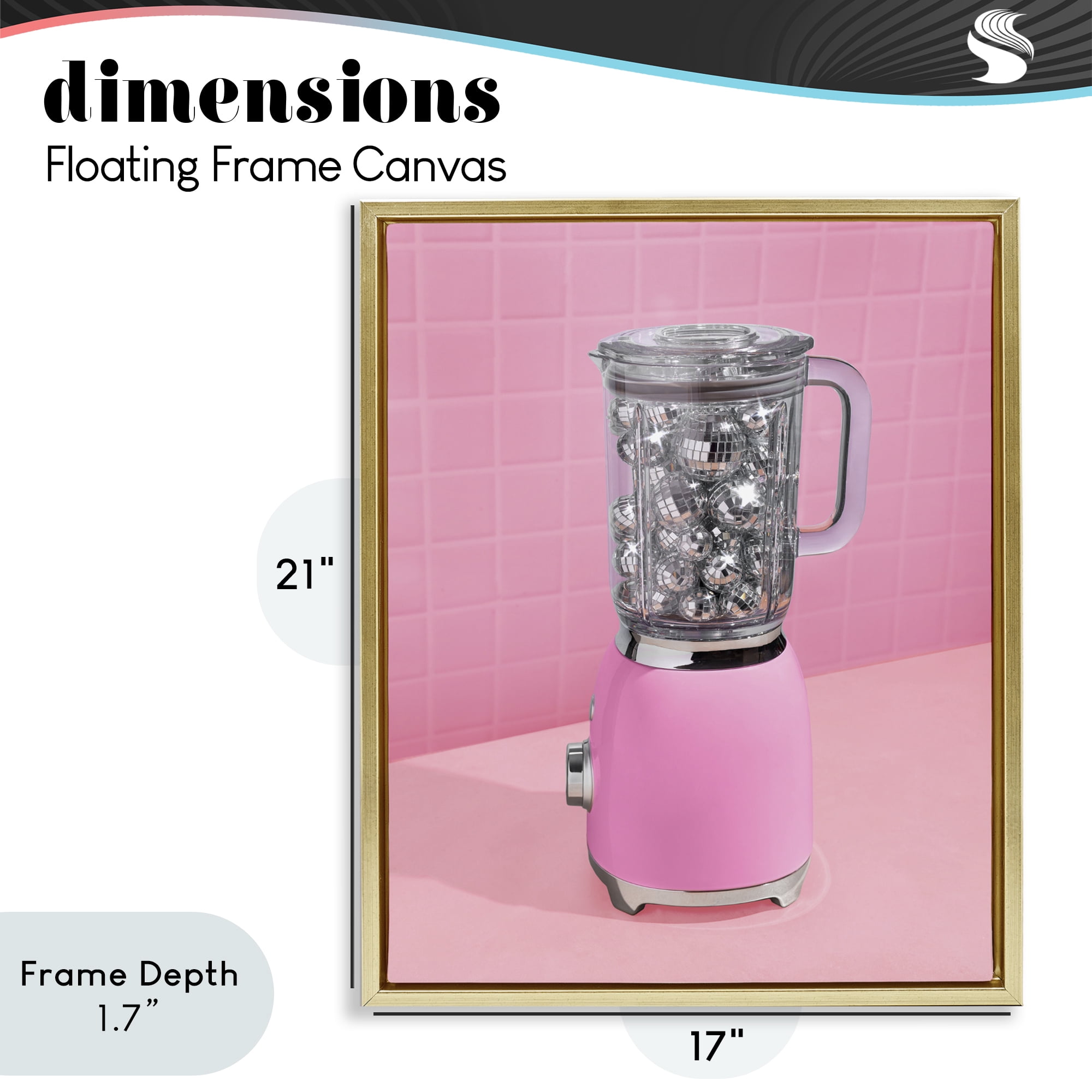 Stupell Industries Disco Drink Blender over Pink Gold Framed Floater Canvas Wall Art, design by LISH Creative