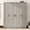 Grey + Gray + Bedroom + Contemporary + MDF, variant on 3-Door Mirror  Wardrobe with 2 Drawers and Top Cabinet,White