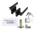 thumbnail image 4 of 4X Door Handle Lock Square Channel Privacy Mask Interior Bedroom Room Bathroom Three-Bar Spherical Lock-Black, 4 of 9