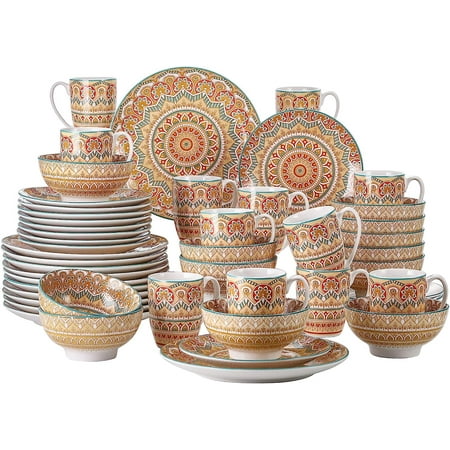 

Ceramic tablewareNatsuki Dinnerware Set 16 Pieces Porcelain Plates and Bowls Set Multicolour Dinner Service Japanese Style Crockery with Dinner Plate Dessert Plate Cereal Bowl and Mug