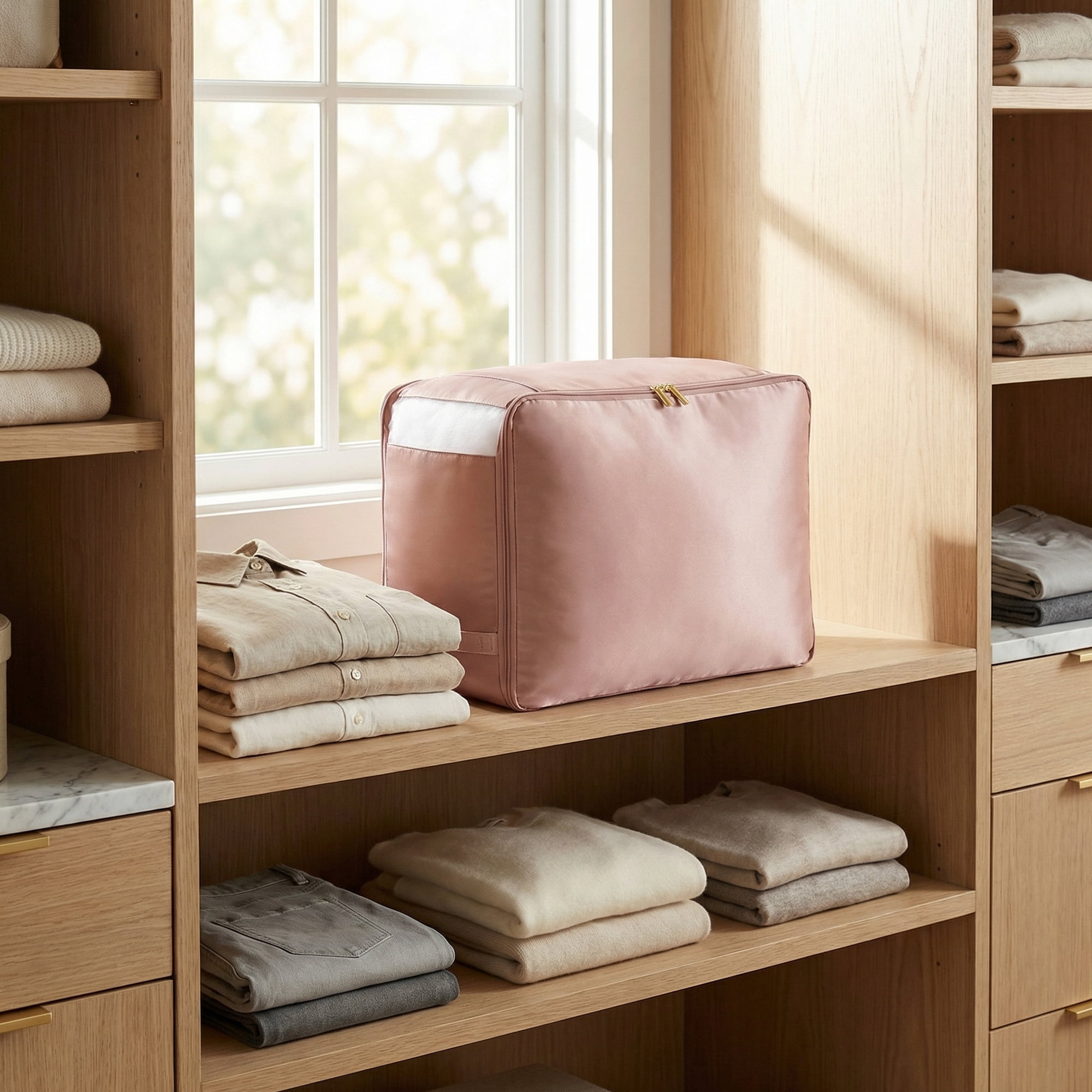 Unique Bargains Storage Bag for Organizing Closet with Handles Pink 20.5"x16.5"x19.7"