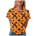 thumbnail image 6 of Akiihool Linen Shirts for Women Summer Halloween T Shirt Women Vintage Graphic Coffee Tees Shirt Short Sleeve Casual Funny Halloween Party Shirts (Orange,L), 6 of 8