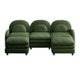 thumbnail image 6 of FFZ Teddy Fabric 3-Seat Sofa with Curved Backrest, Lumbar Pillows and 2 Ottomans, Green, 6 of 14