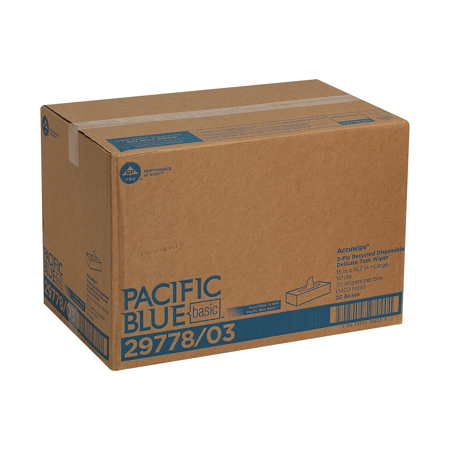 Pacific Blue Basic AccuWipe Disposable 3-Ply Delicate Task Recycled Wiper by GP PRO 29778/03 Georgia-Pacific White Case of 20 Boxes, 70 Wipers per Box 